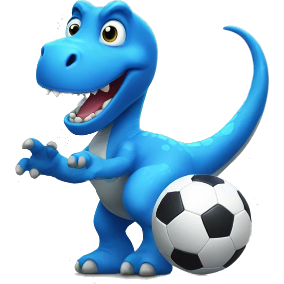 blue dinosaur playing soccer  emoji