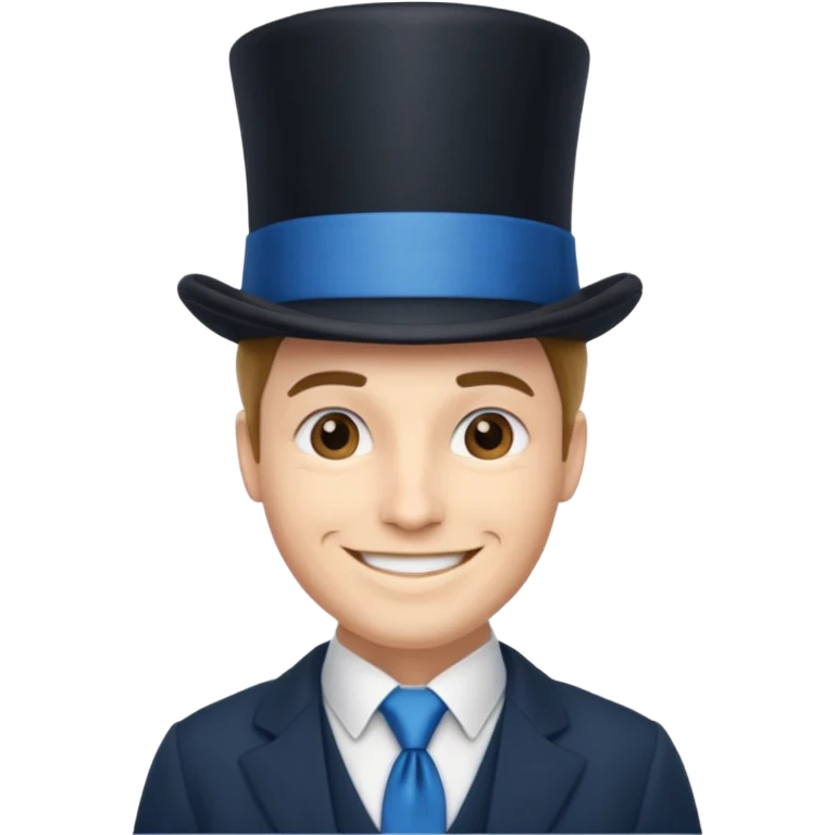 Man in top hat & long blue tie emoji