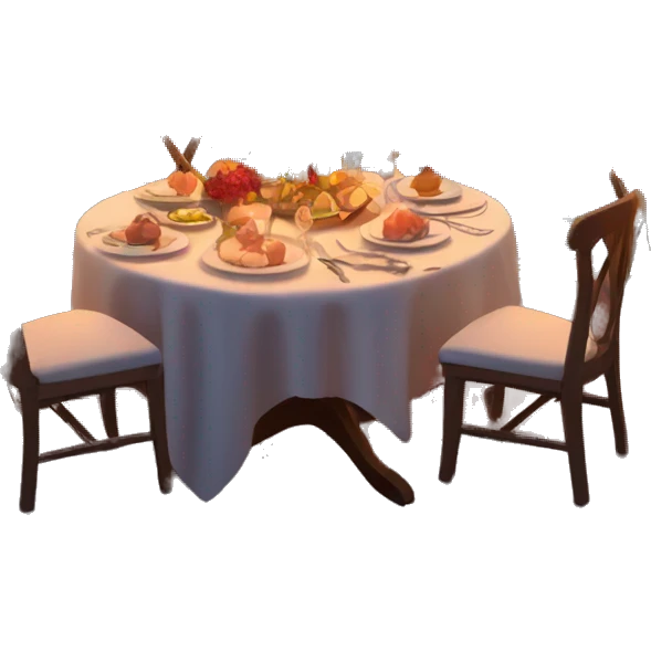 Cozy romantic dinner setup with candles and ocean view emoji