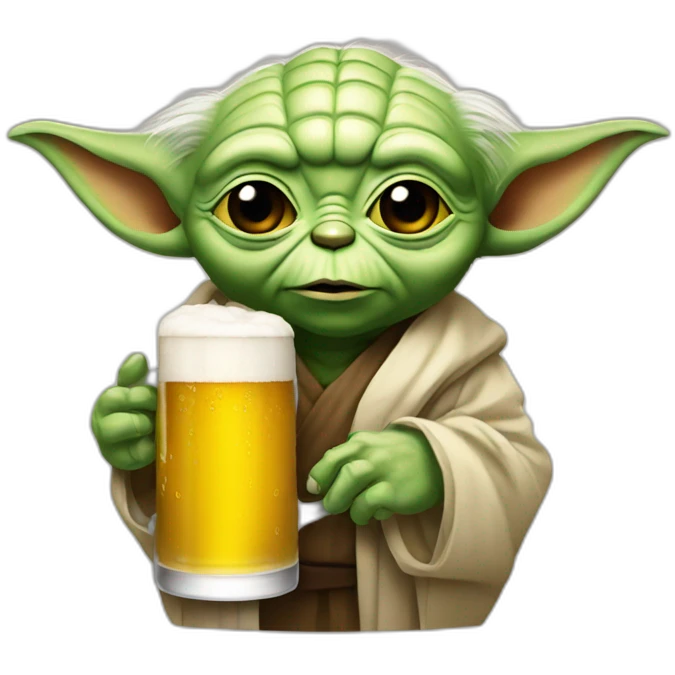 Yoda drink a beer emoji