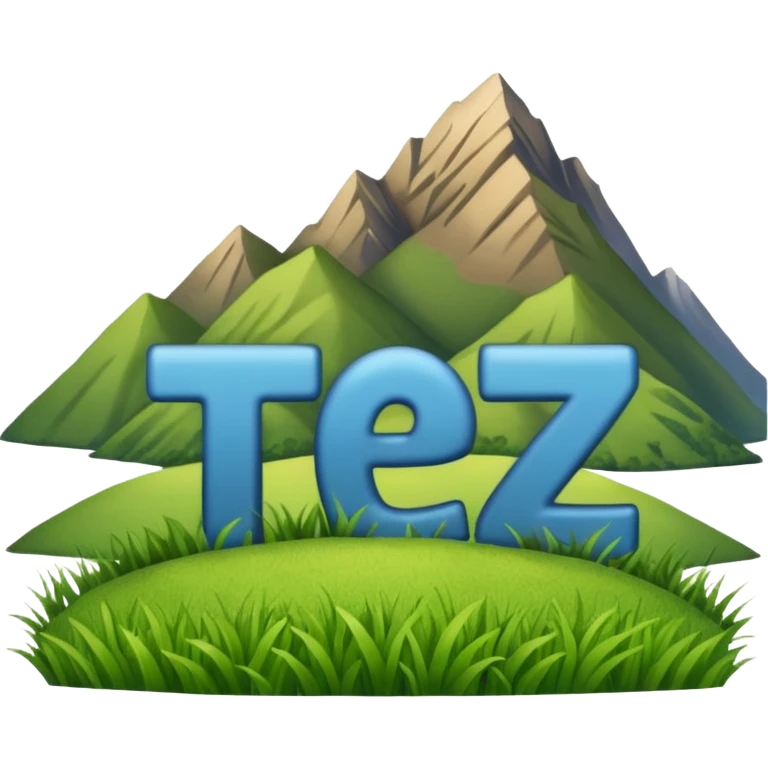 make me a emoji that has the name ted writen inside of a mountain range in new zealand and have the words nz writen under neath make it simplistic and make the mountains grassy mountains and write nz under it all emoji