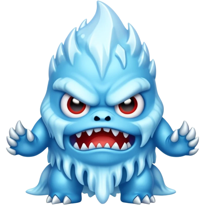 a grumpy chibi ice monster, scary, sinister emoji