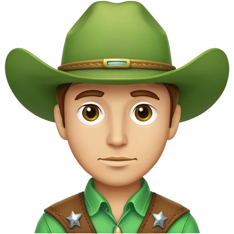 Cowboy face with a bright green cowboy hat emoji