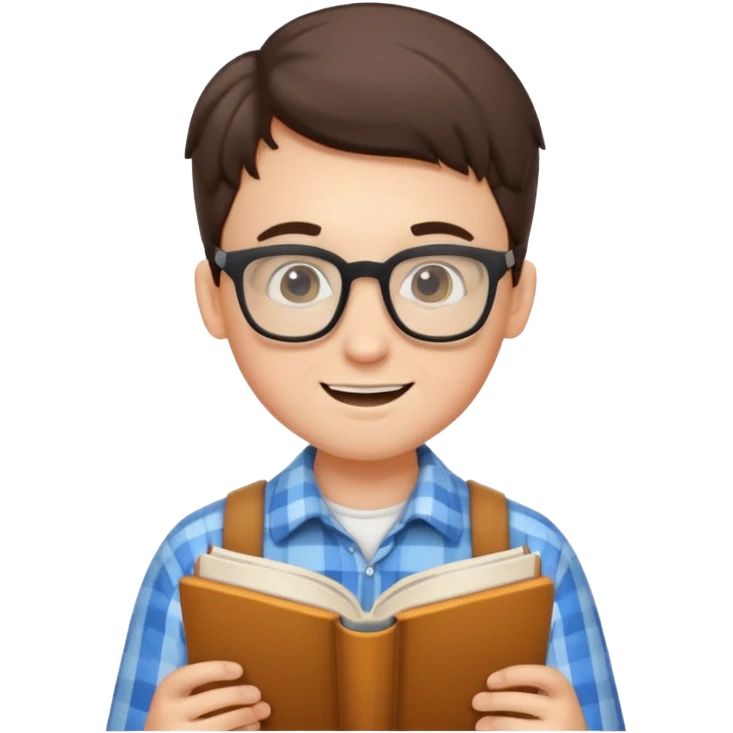 A nerd with braces and glasses reading a book. emoji