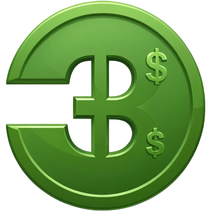 Cashapp emoji, a green dollar symbol with white background, no faces, like the app called cashapp emoji