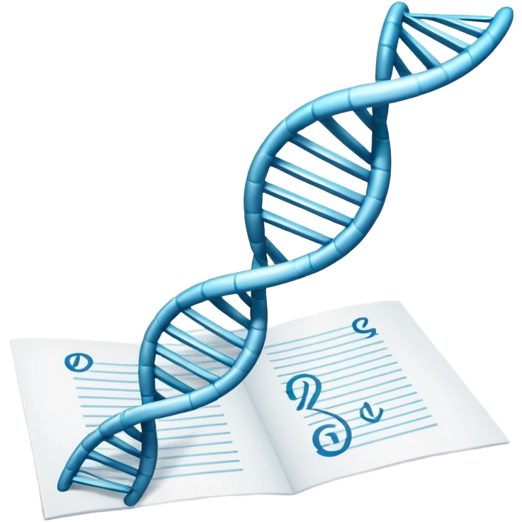 DNA strand above a paper sheet emoji