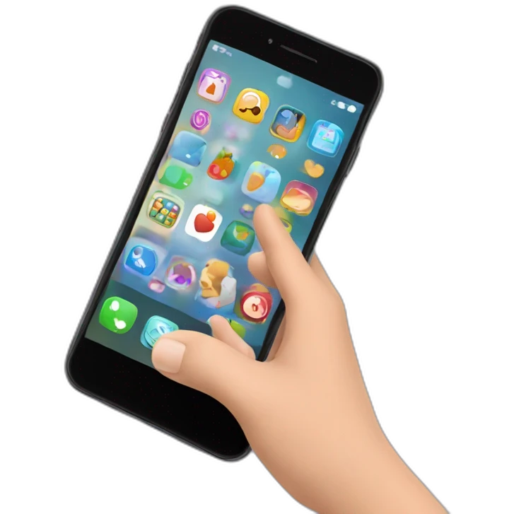 hand holding mobile with apps emoji