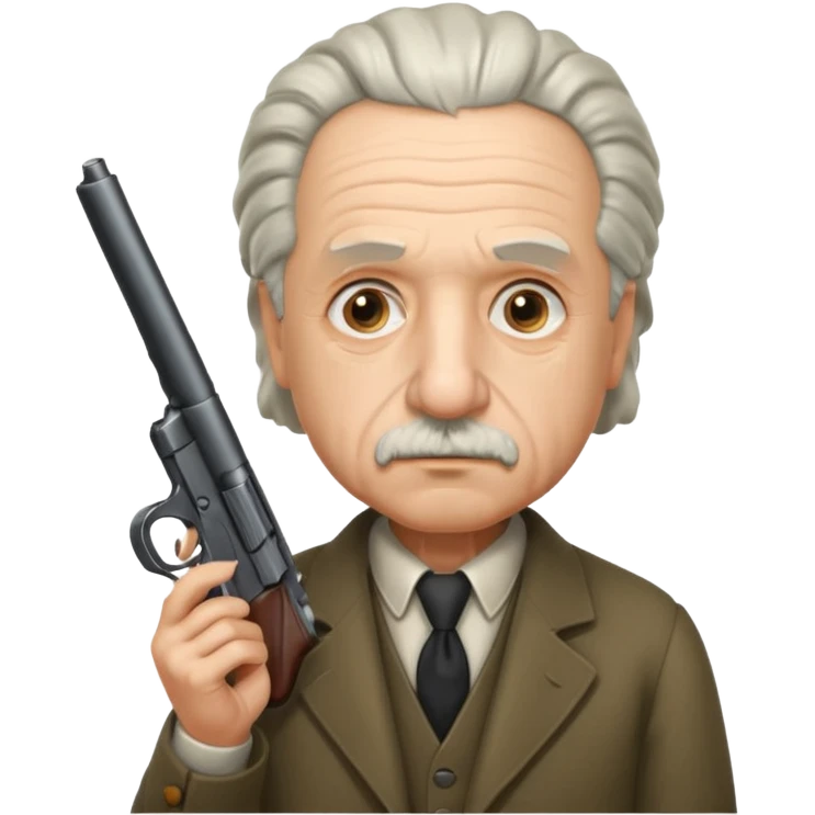 Albert Einstein holding a gun emoji