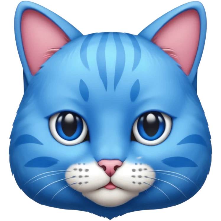 Cat with no ears head blue body blue with gadget emoji
