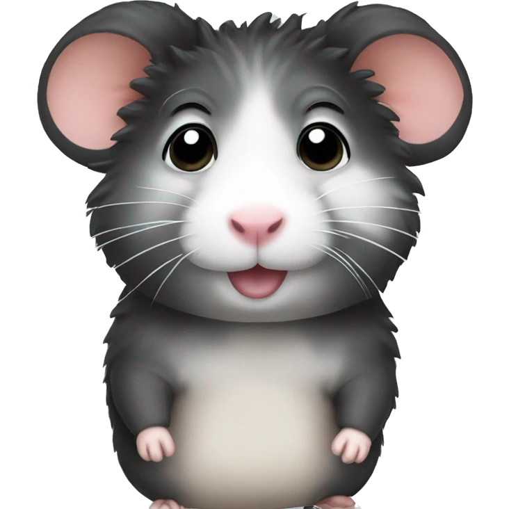 hamster with black curly hair emoji