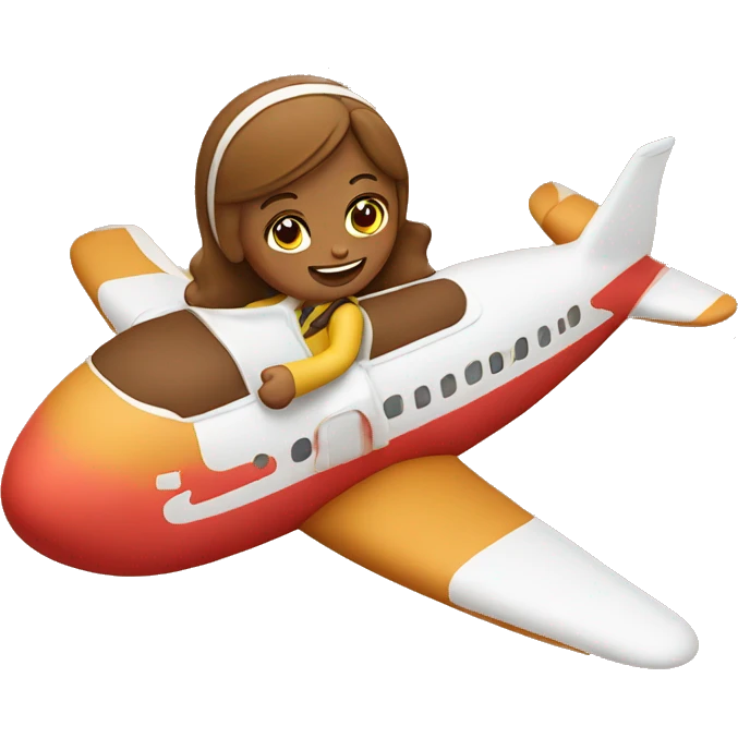 A girl gingerbread cookie riding an airplane emoji