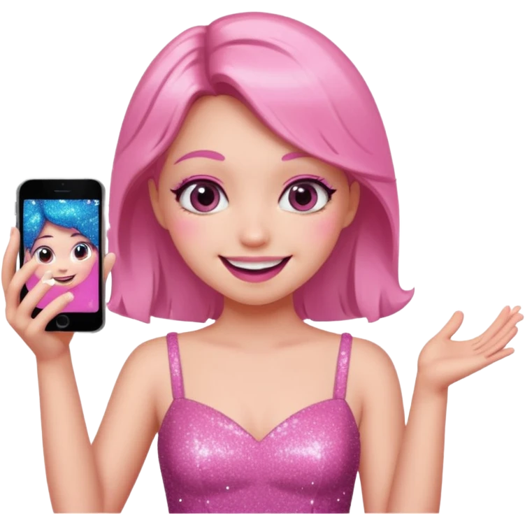 glitter pink girl naughty selfie emoji