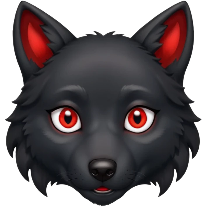 cute black wolf with red eyes with earring emoji
