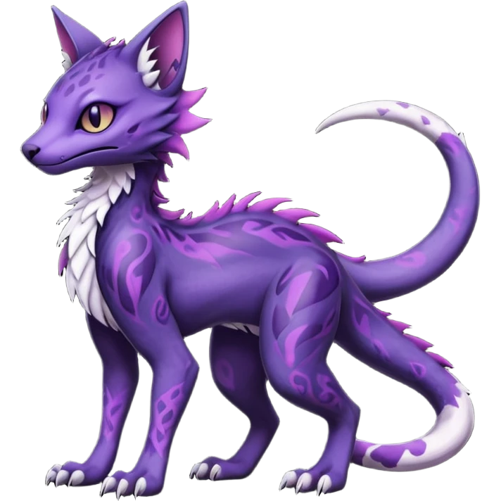 Kawaii dark black purplish blackish edgy fantasy ethereal feline-vernid-sergal-monster-fursona animal creature full body with intricate markings  emoji