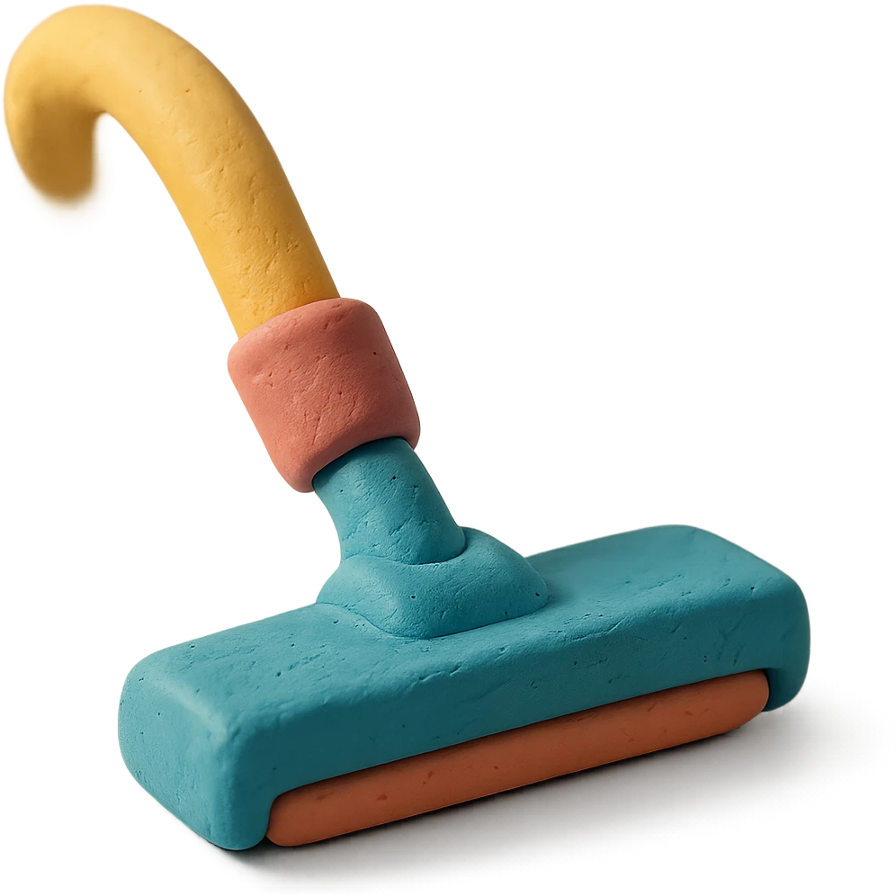 close-up of a vacuum cleaner nozzle in claymation style, matte finish, soft lighting, pastel colors emoji
