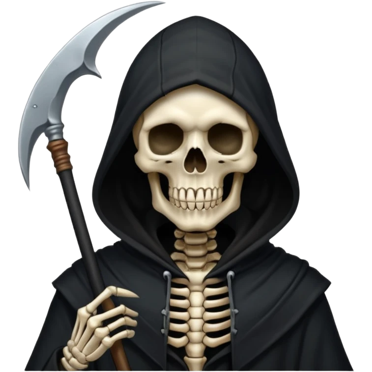 zoomed black hood skull scythe emoji