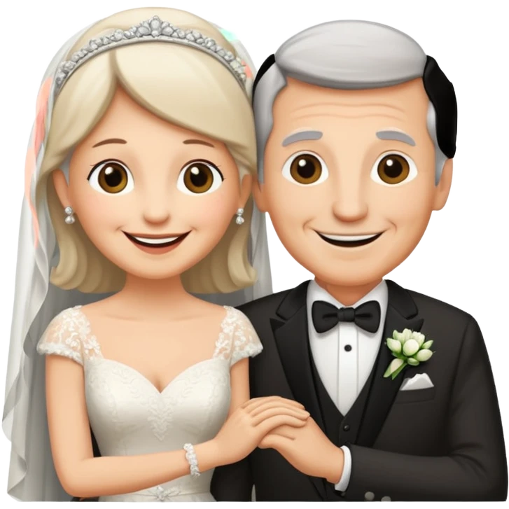 old couple on wedding day emoji