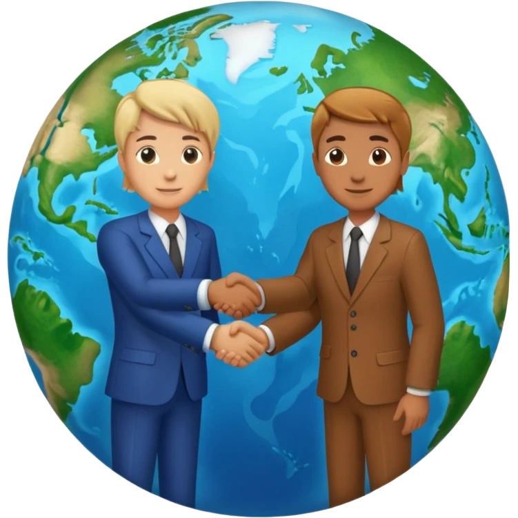 Shake hands and a globe showing negotiation of climate change with accurate image showing environment  emoji