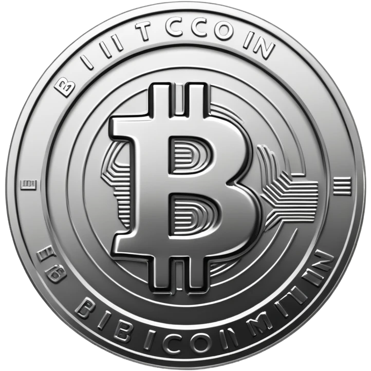 silver coin with bitcoin logo emoji