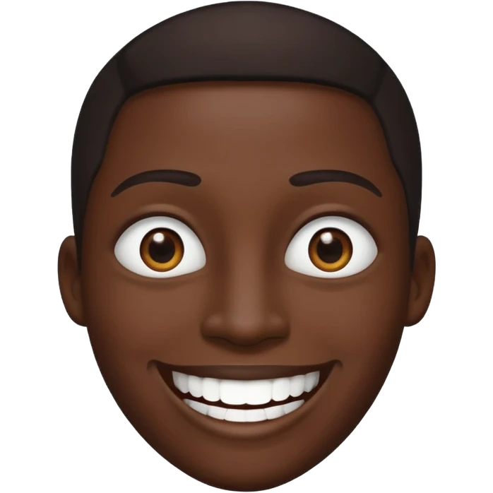 Black head with white smile and eyes emoji