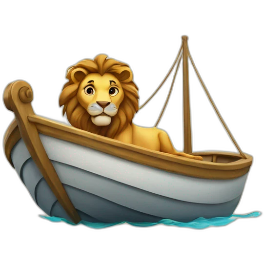 Lion sur un bateau emoji