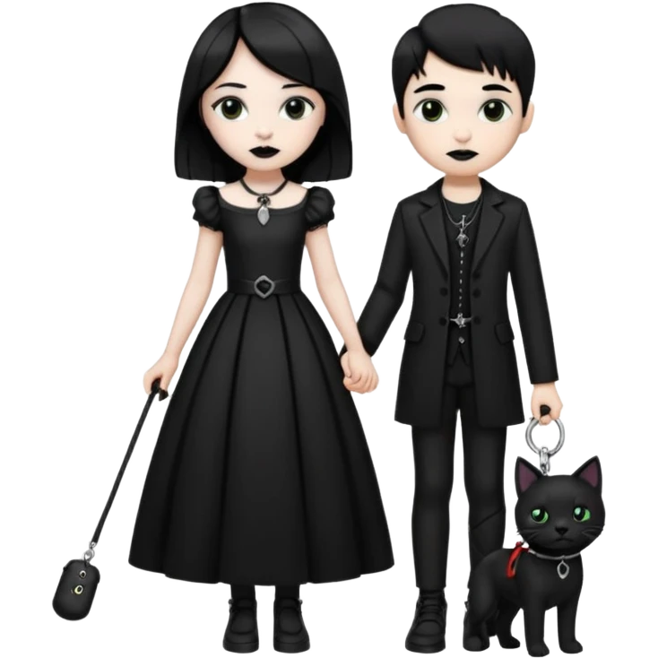 Fille Gothique qui tien un garçon en laisse emoji