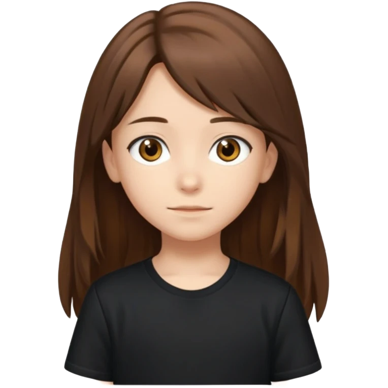 Daria whit brown hair and brown eyes a 10 year old kid Long hair and anime black shirt emoji