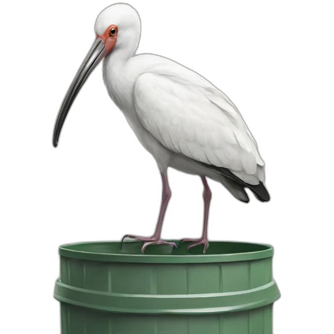 Australian white ibis in a trash can emoji