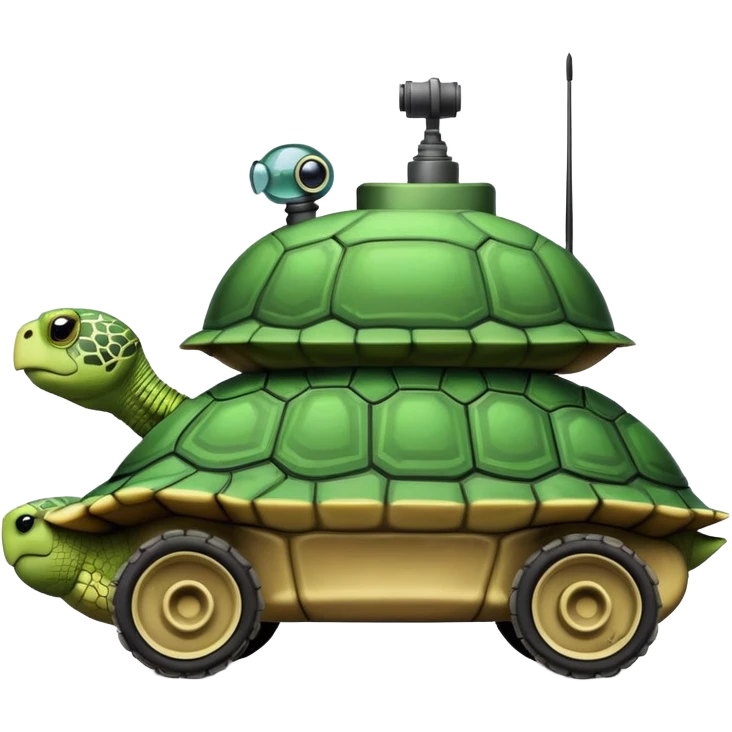 Turtle driving tank emoji