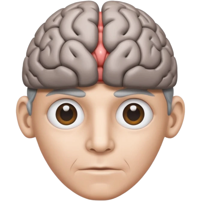 personified brain with lens emoji