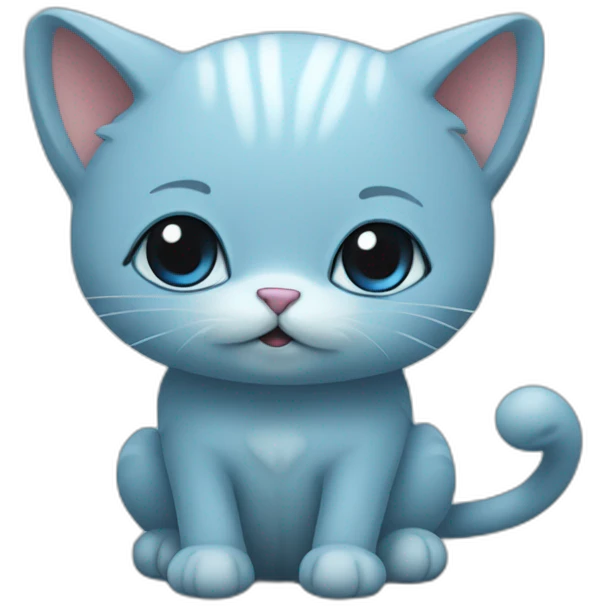 Blue little cat have mushrom emoji