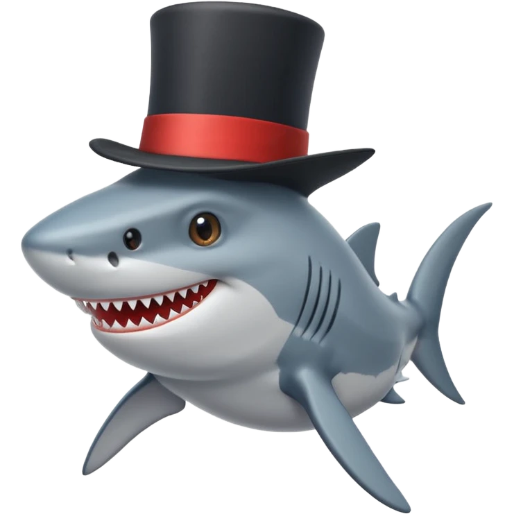 Shark with a top hat emoji