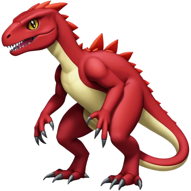  Cool Edgy Dark Maroon Guilmon-Charmeleon-Digimon-Fakemon-Velociraptor full body emoji