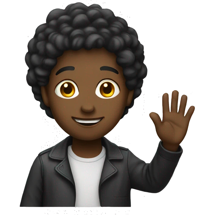 black person waving hey emoji