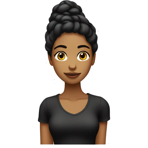 Chica con cabello negro largo straight camisa negra y su piel es Blanca  emoji