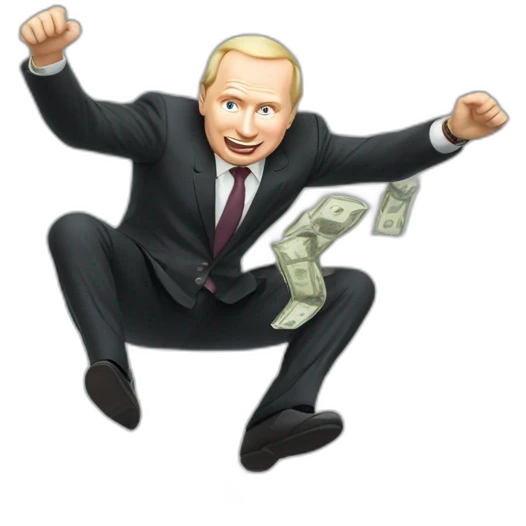 vladimir poutine jumping into a pile of money emoji