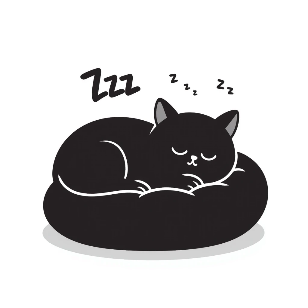 Simple sketch of a cat sleeping with ZZZ above its head emoji