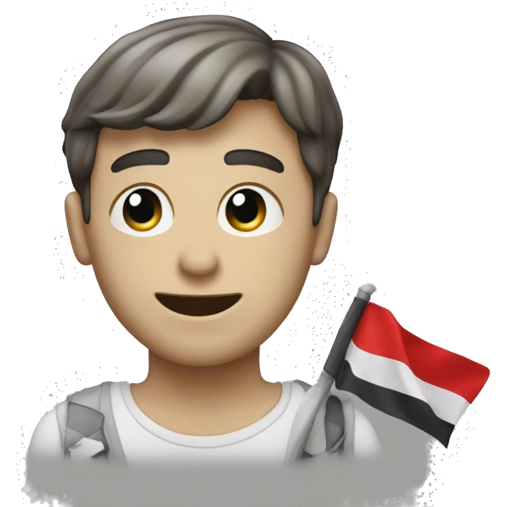 Un homme qui brandit un drapeau avec ecrit « Armand » dessus emoji