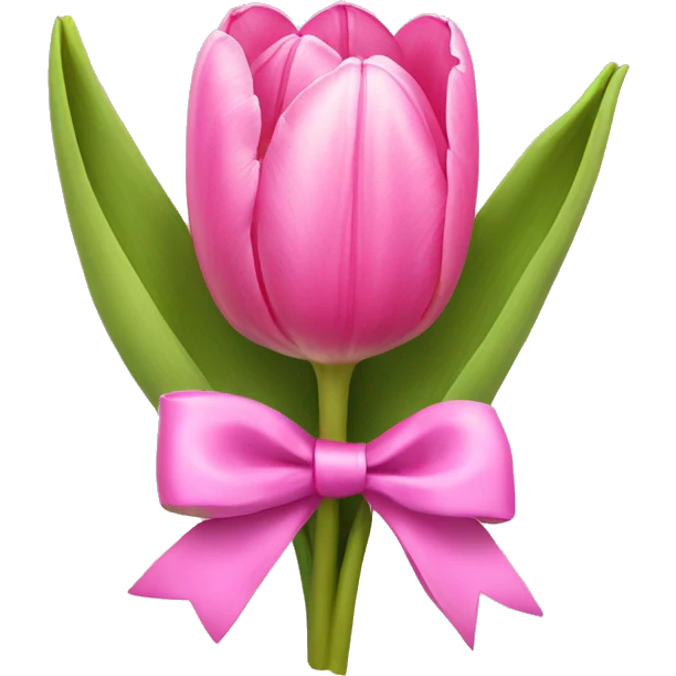 Pink tulips with a bow emoji