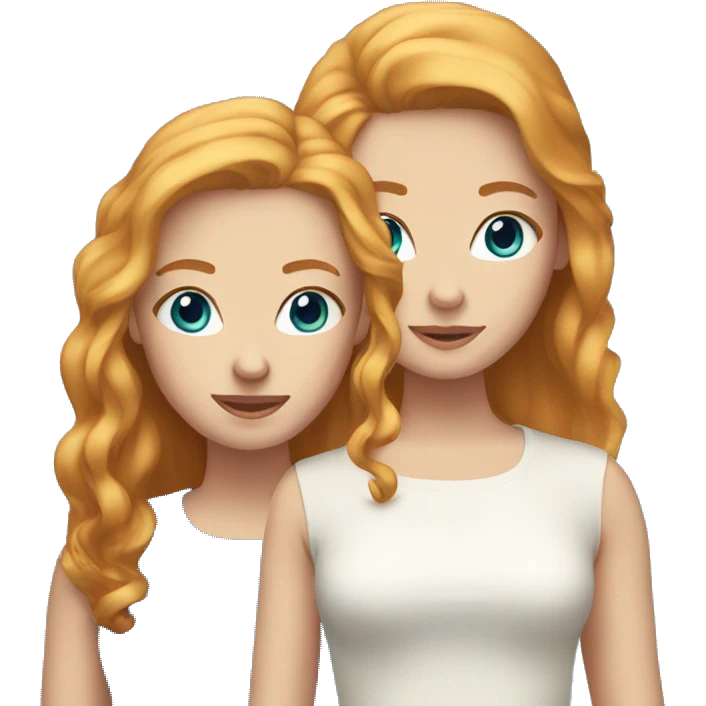 Blond Hair and Ginger Hair Sisters with blue eyes emoji
