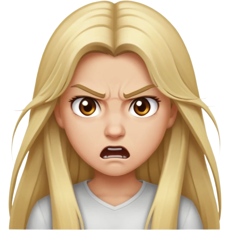 blonde girl with brown eyes and long hair angry emoji
