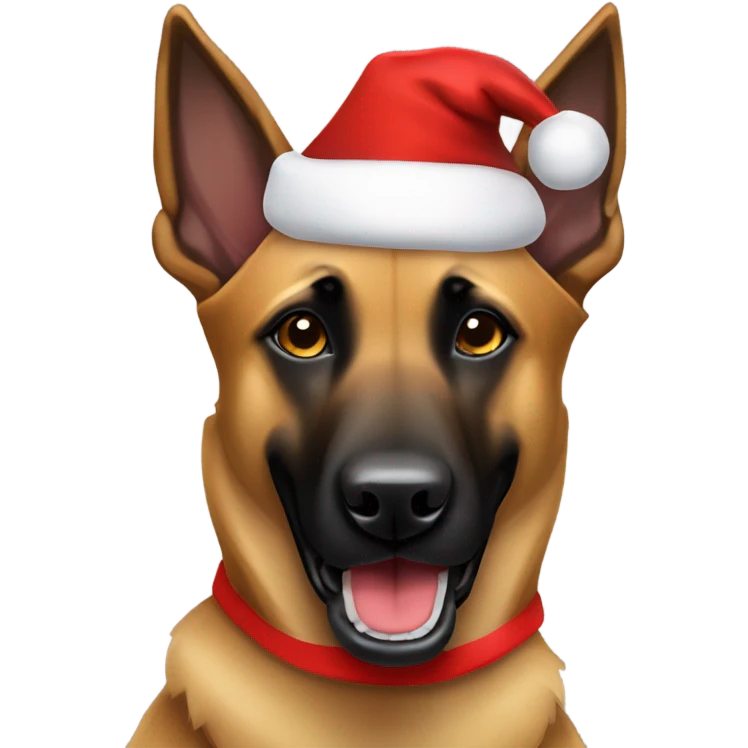 Belgian Malinois shepherd dog wearing a Santa Claus hat emoji