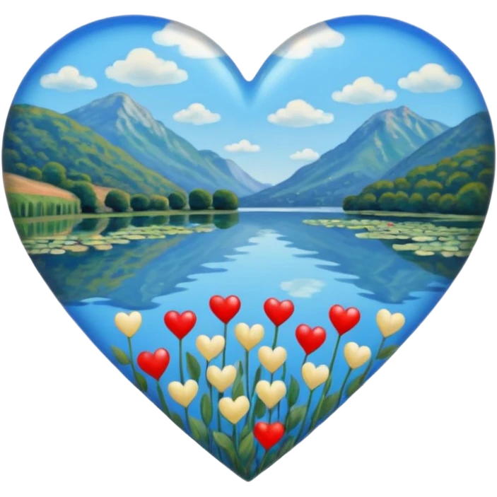 Cuore che ricorda un opera d arte di monet, un po’ più pallido e con più azzurrino  emoji