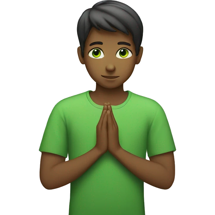 Green-eyed boy praying emoji