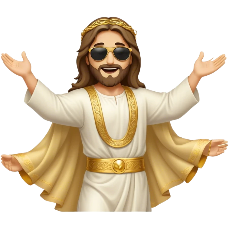 dancing figure of rejoicing Jesus with  sunglases golden  emoji