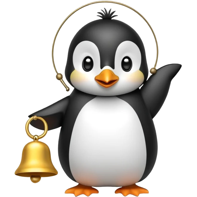 Cute penguin ringing bell emoji