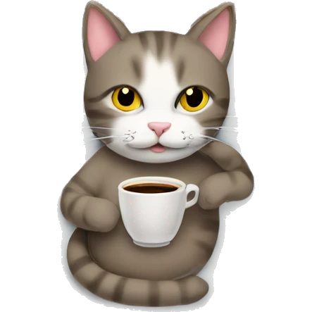 cat drinking coffee in bed emoji