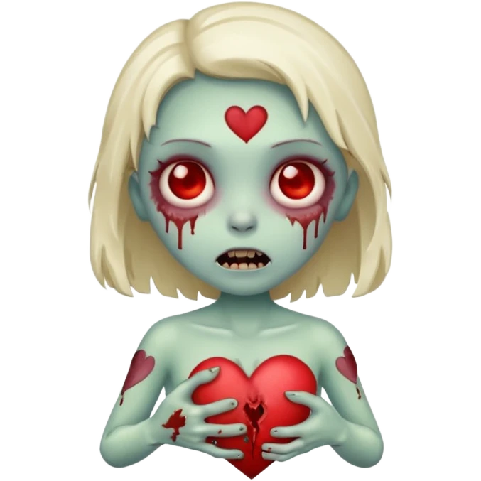 Cute zombie holding heart emoji