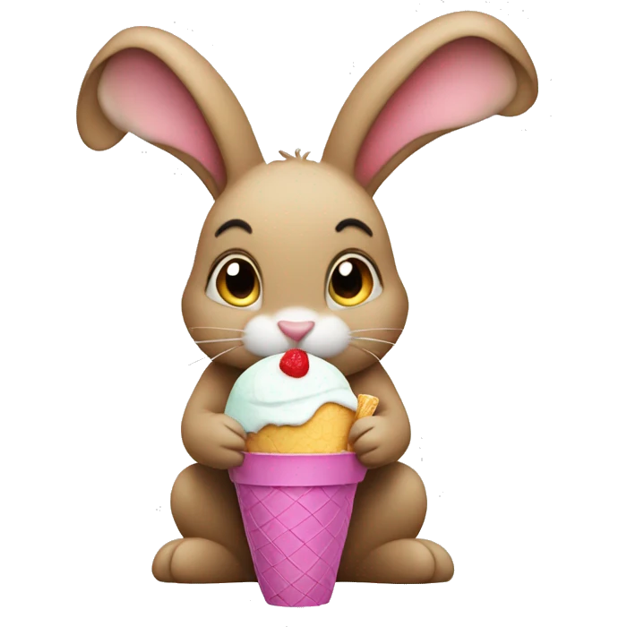 Bunny eating a ice cream emoji