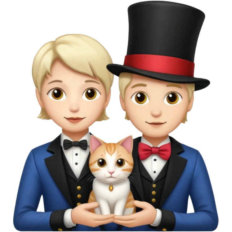 magician couple and their pet cat emoji